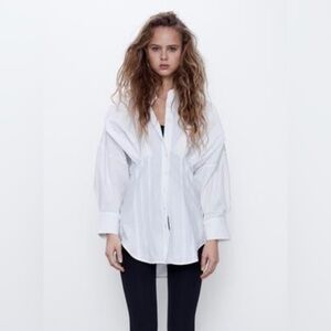 Zara Poplin Shirt with Pleats